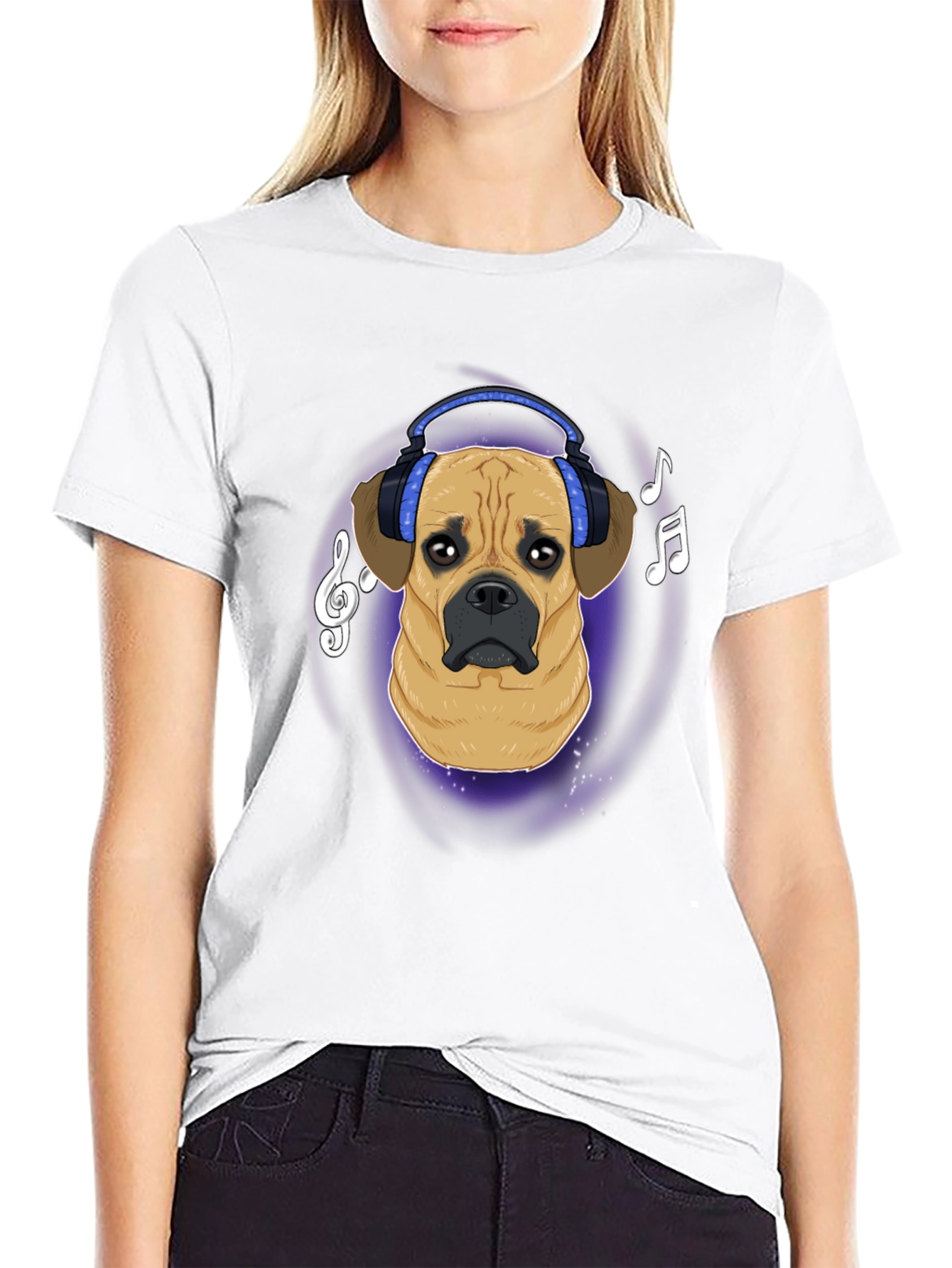 Dog DJ T-Shirt - Musical Puggle Design