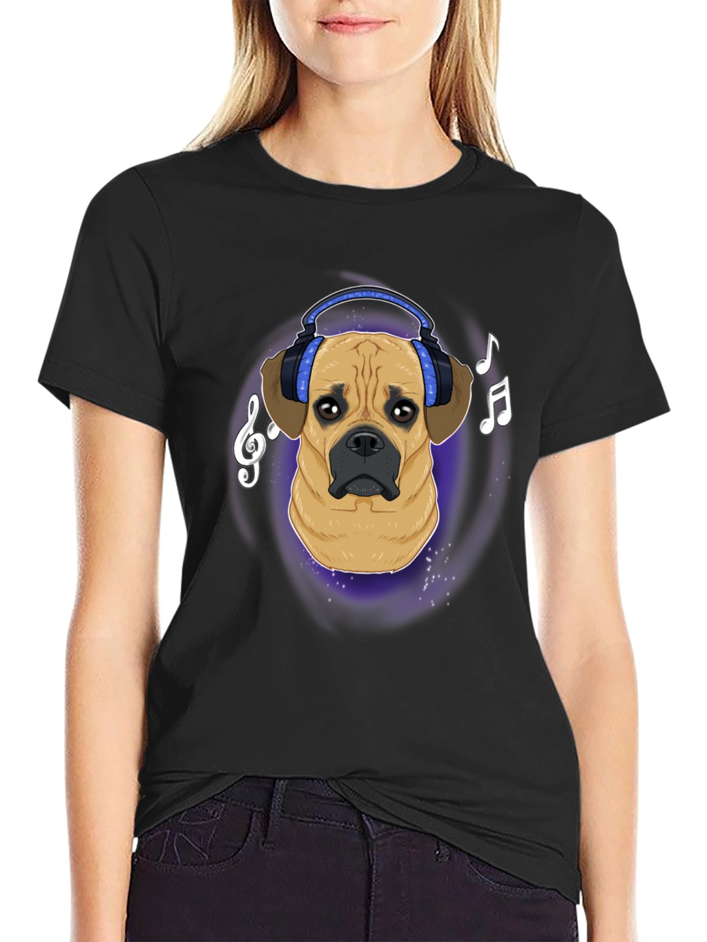 Dog DJ T-Shirt - Musical Puggle Design