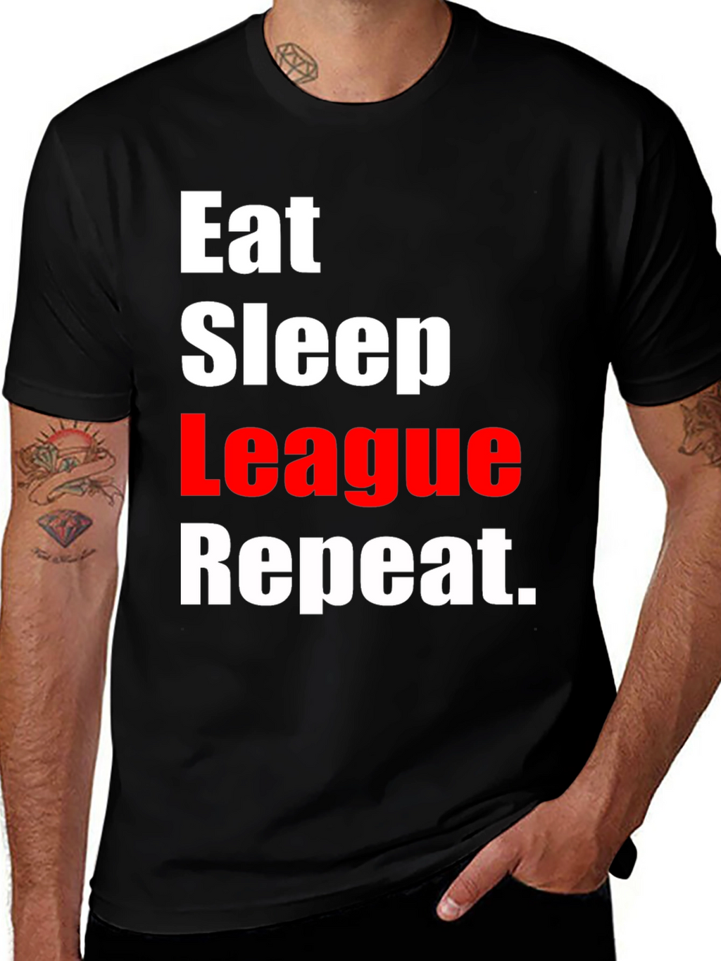 Eat Sleep League Repeat Black T-Shirt