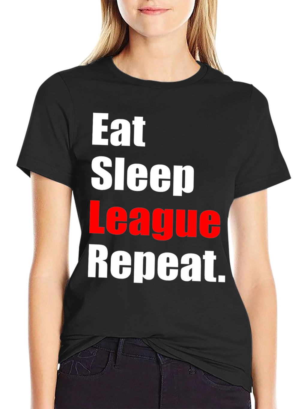 Eat Sleep League Repeat Black T-Shirt