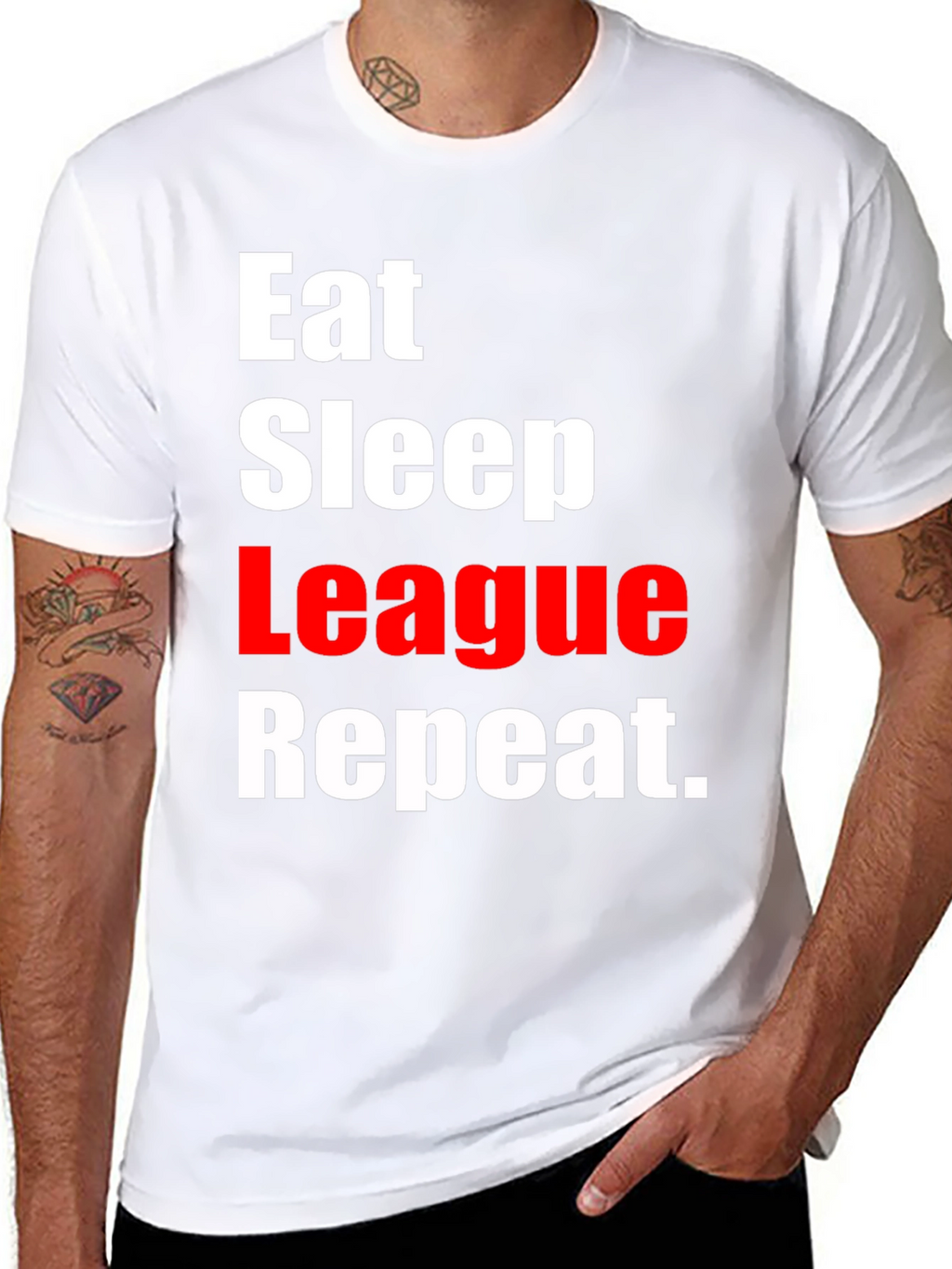 Eat Sleep League Repeat Black T-Shirt