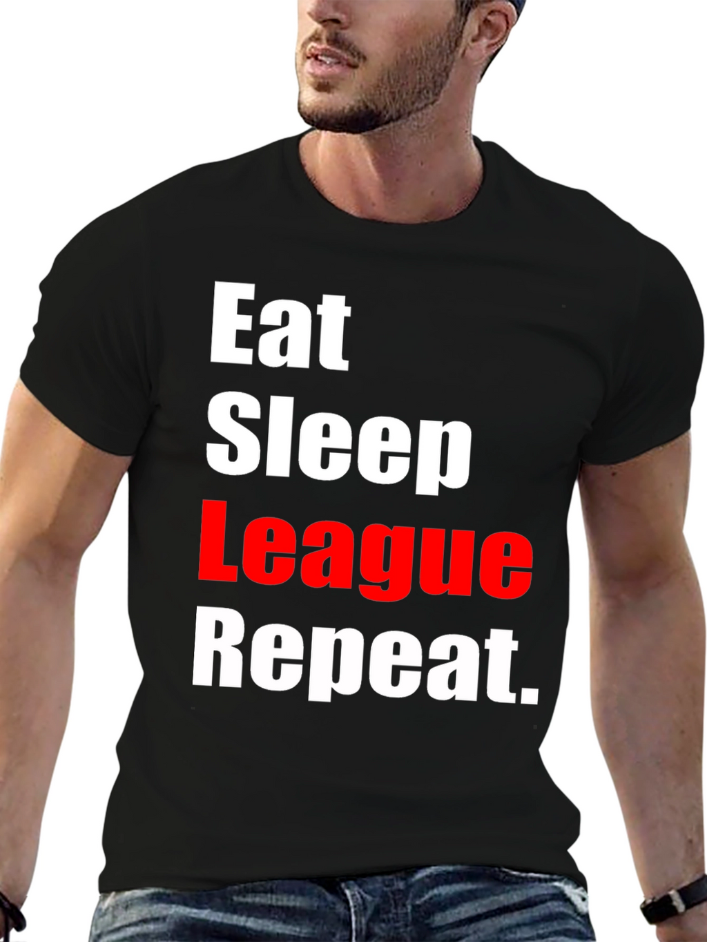 Eat Sleep League Repeat Black T-Shirt