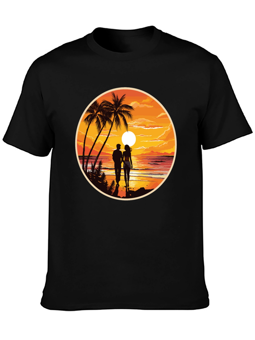 Tropical Sunset Couple T-Shirt - Island Paradise