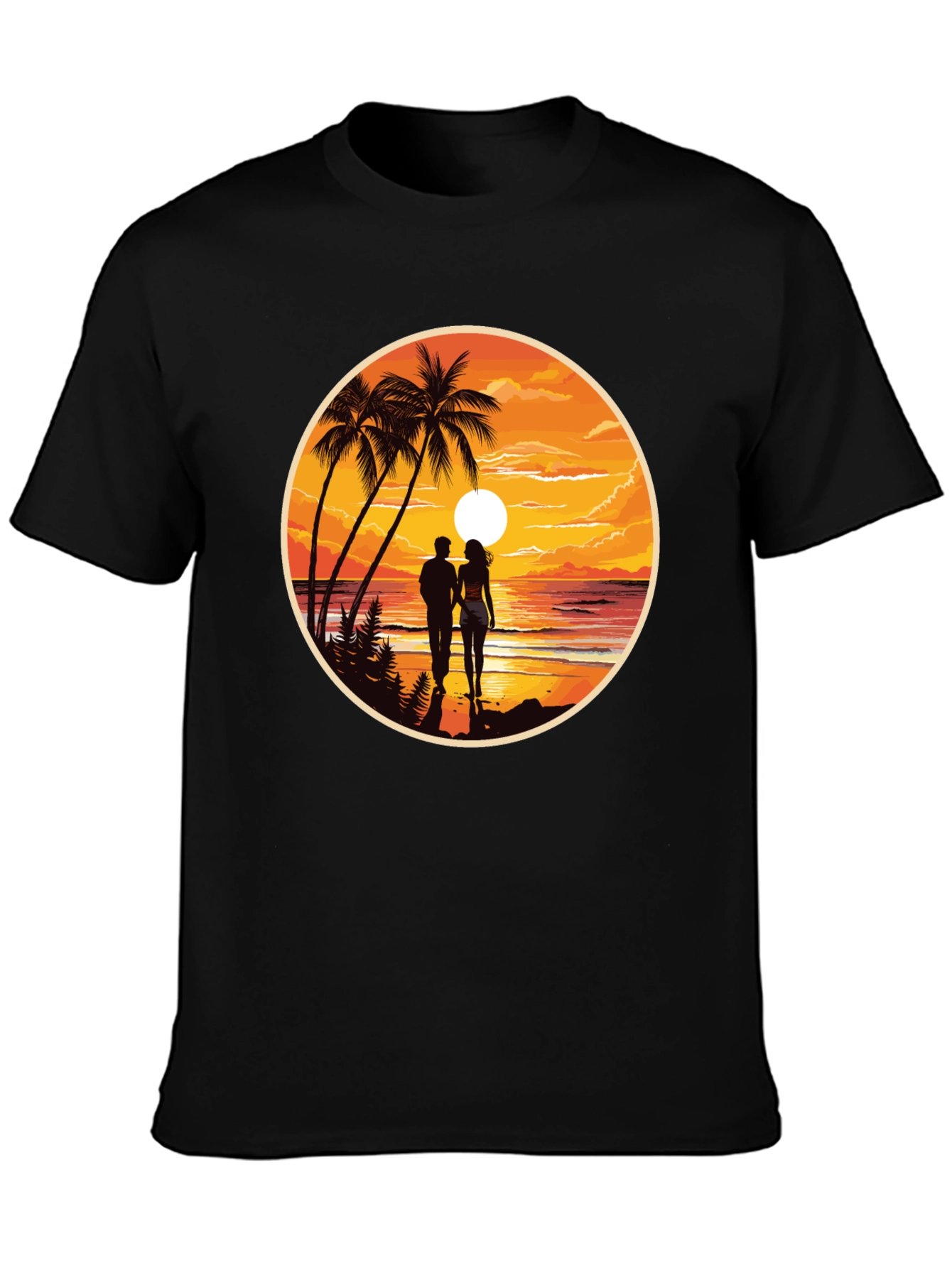 Tropical Sunset Couple T-Shirt - Island Paradise