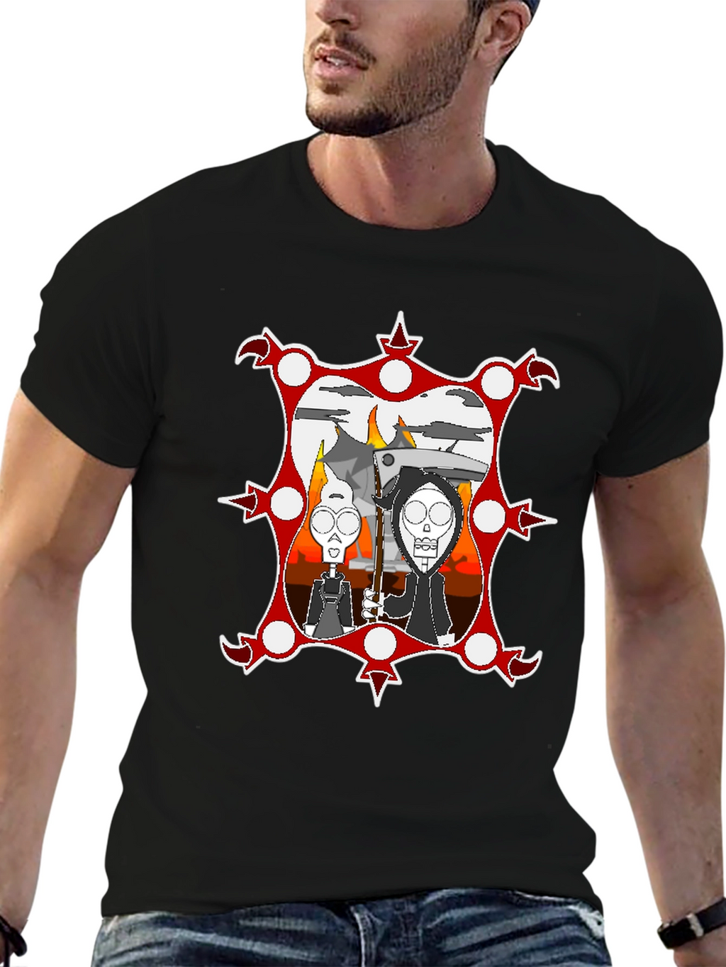 Cartoon Graphic Black Tee
