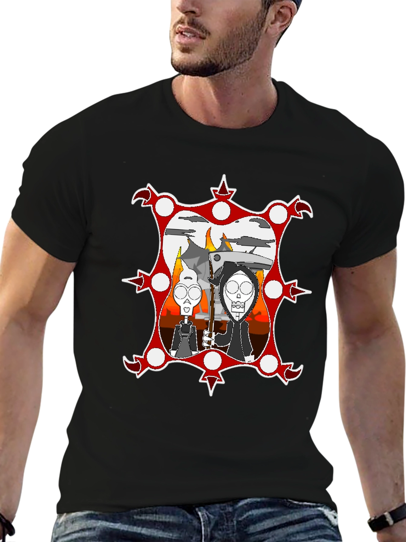 Cartoon Graphic Black Tee