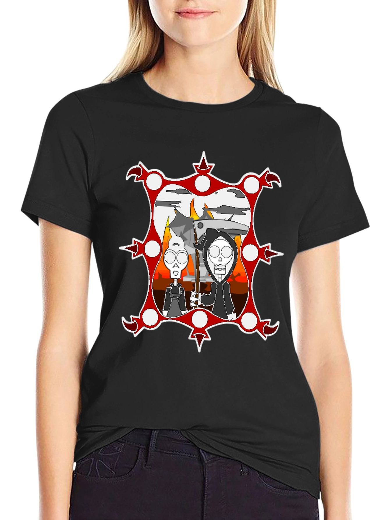 Cartoon Graphic Black Tee