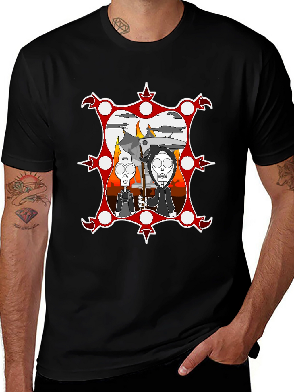 Cartoon Graphic Black Tee