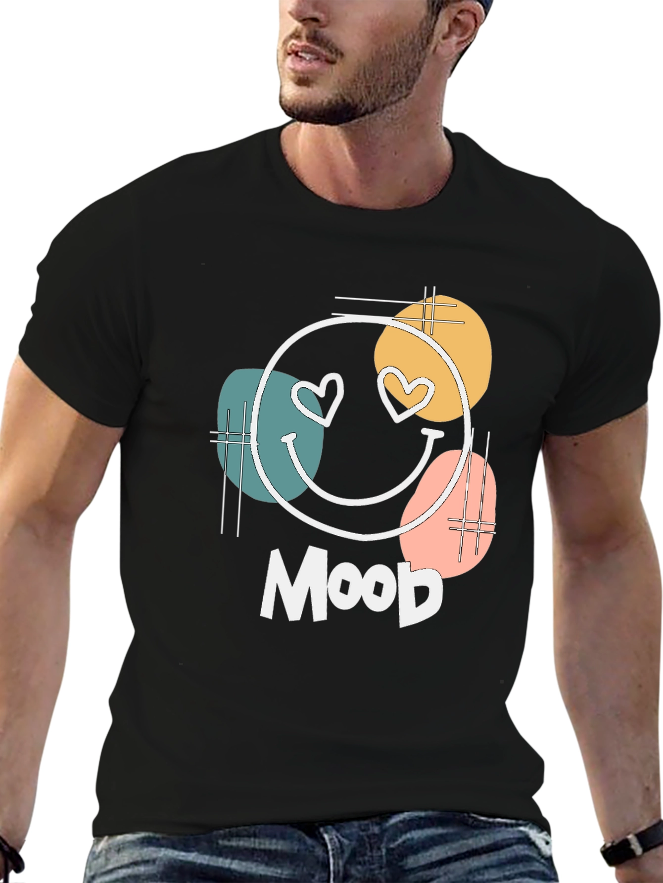 Mood Graphic Tee - Trendy Smiley Face Heart Eyes T-Shirt