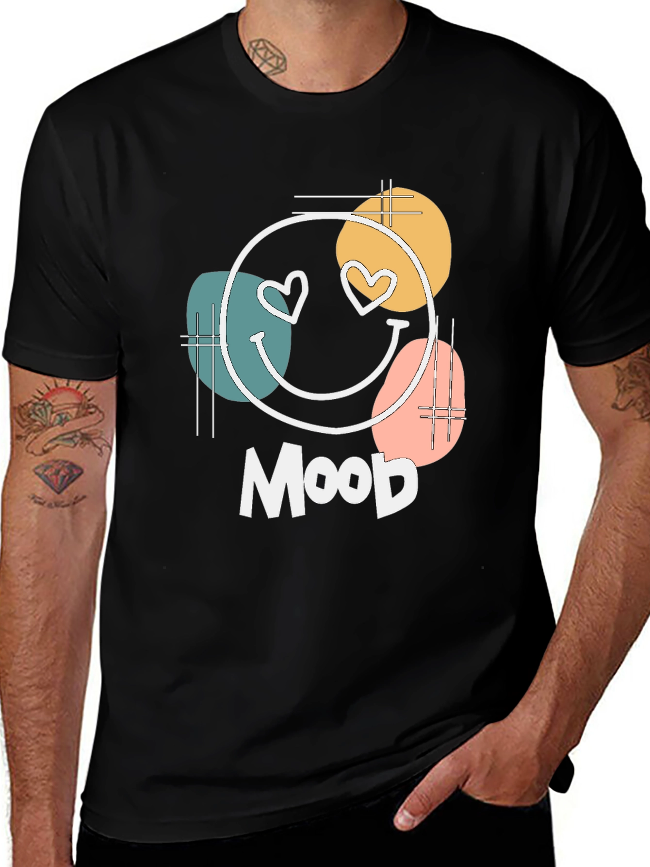 Mood Graphic Tee - Trendy Smiley Face Heart Eyes T-Shirt