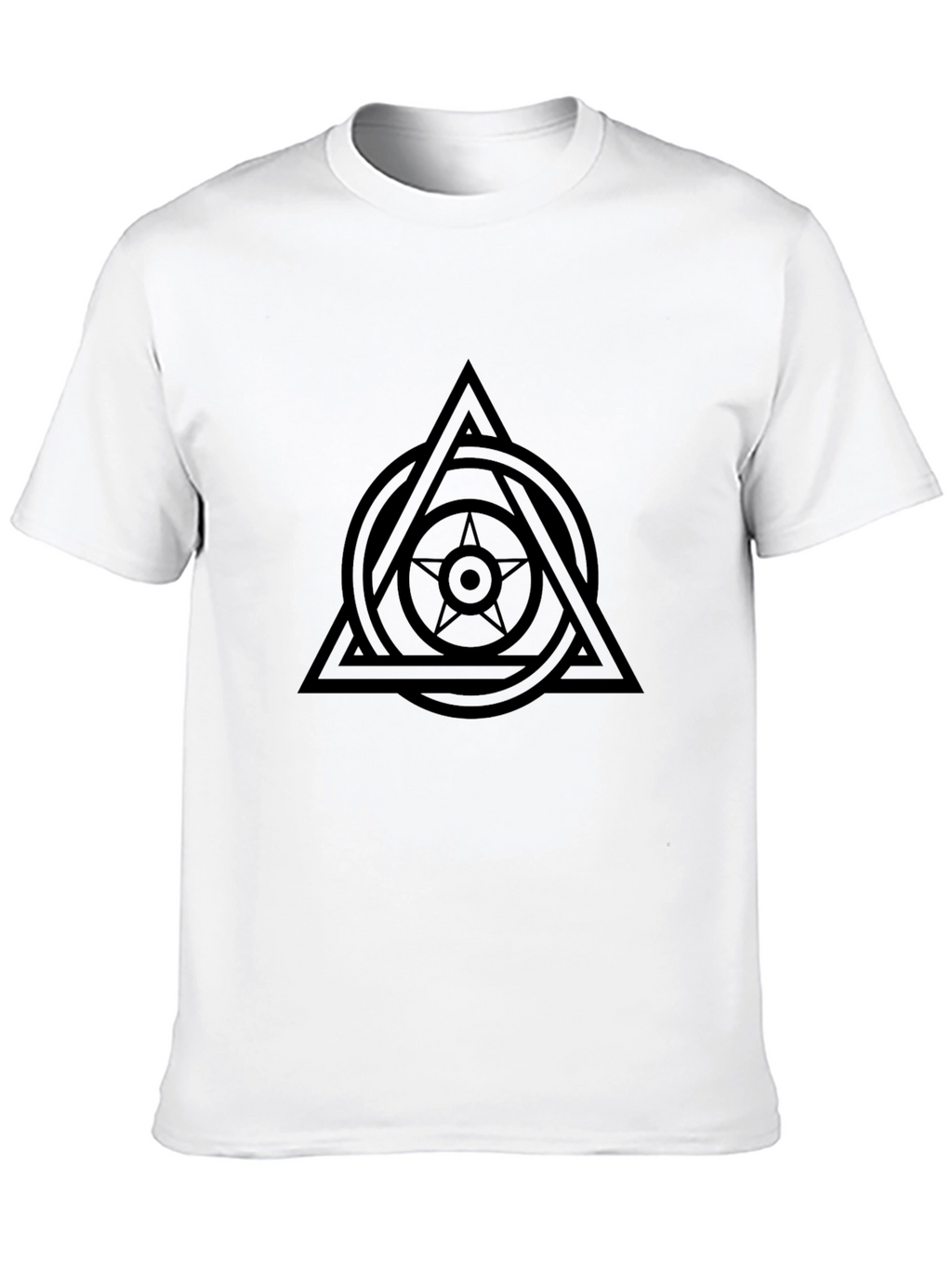 Geometric Star Circle Triangle Graphic Tee - Black