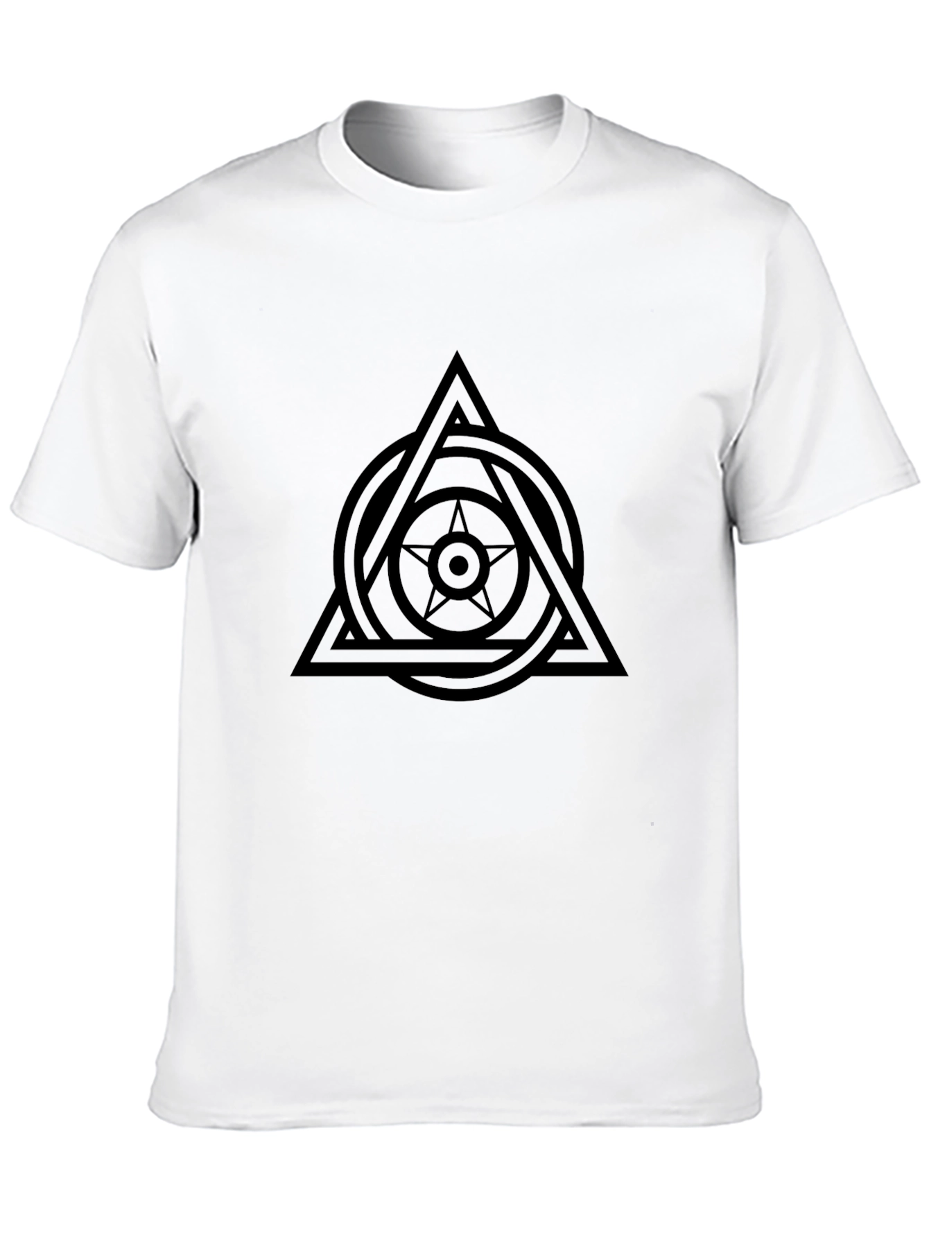 Geometric Star Circle Triangle Graphic Tee - Black