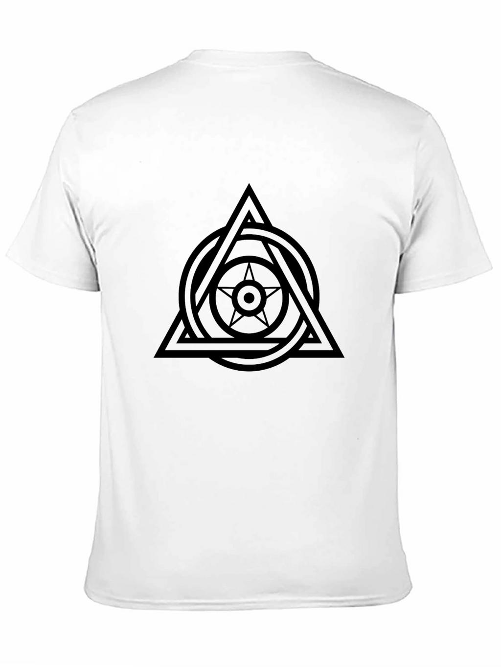 Geometric Star Circle Triangle Graphic Tee - Black