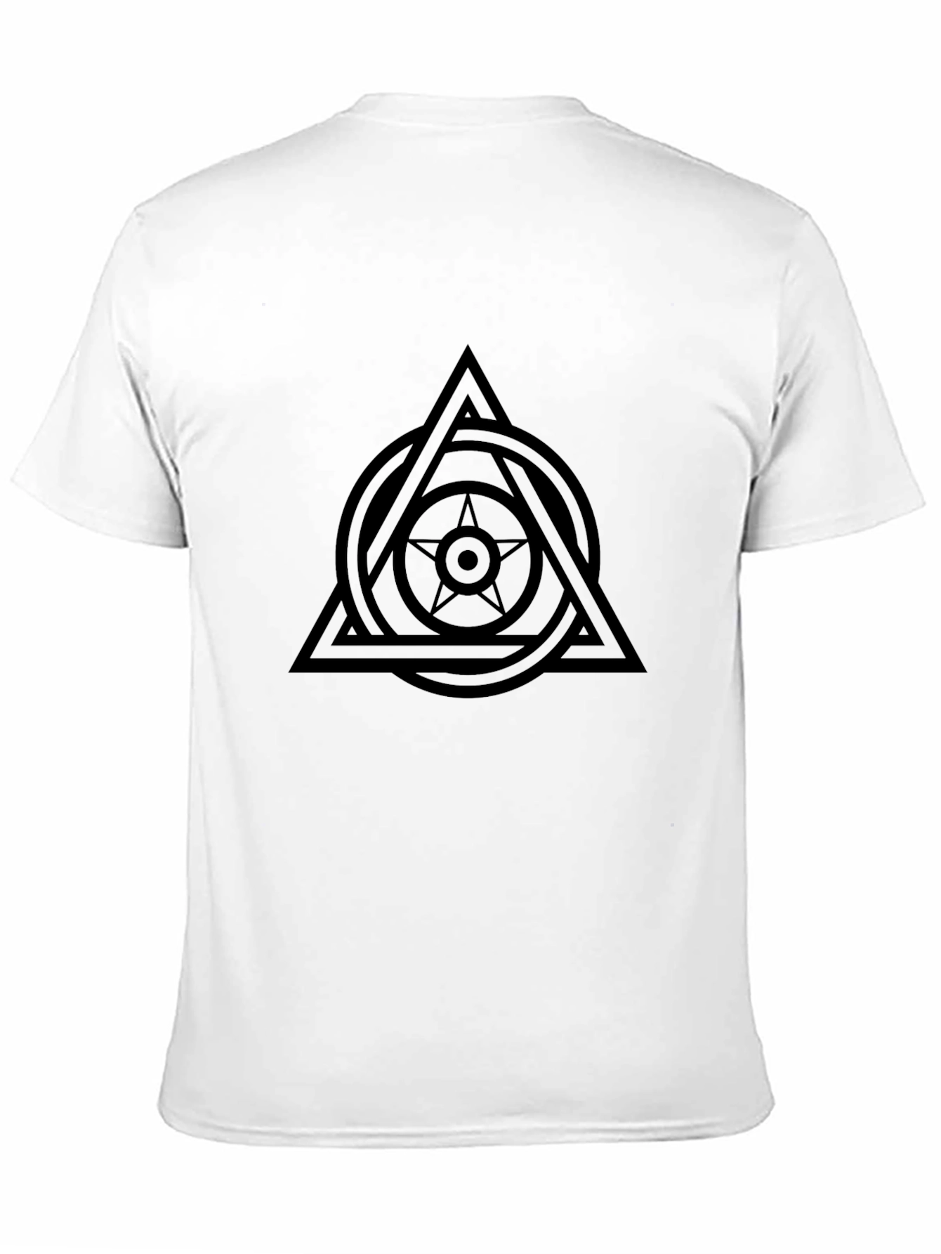 Geometric Star Circle Triangle Graphic Tee - Black