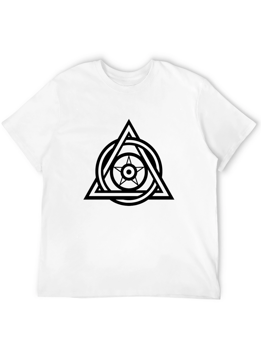 Geometric Star Circle Triangle Graphic Tee - Black