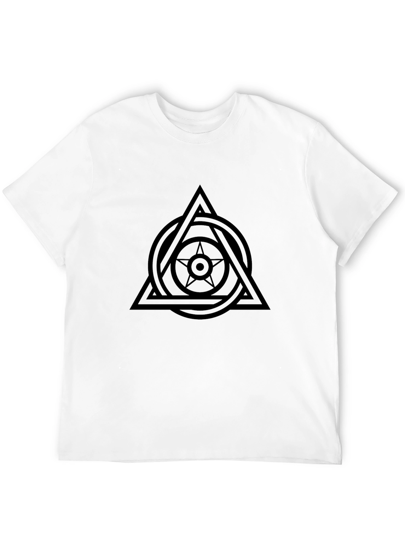 Geometric Star Circle Triangle Graphic Tee - Black