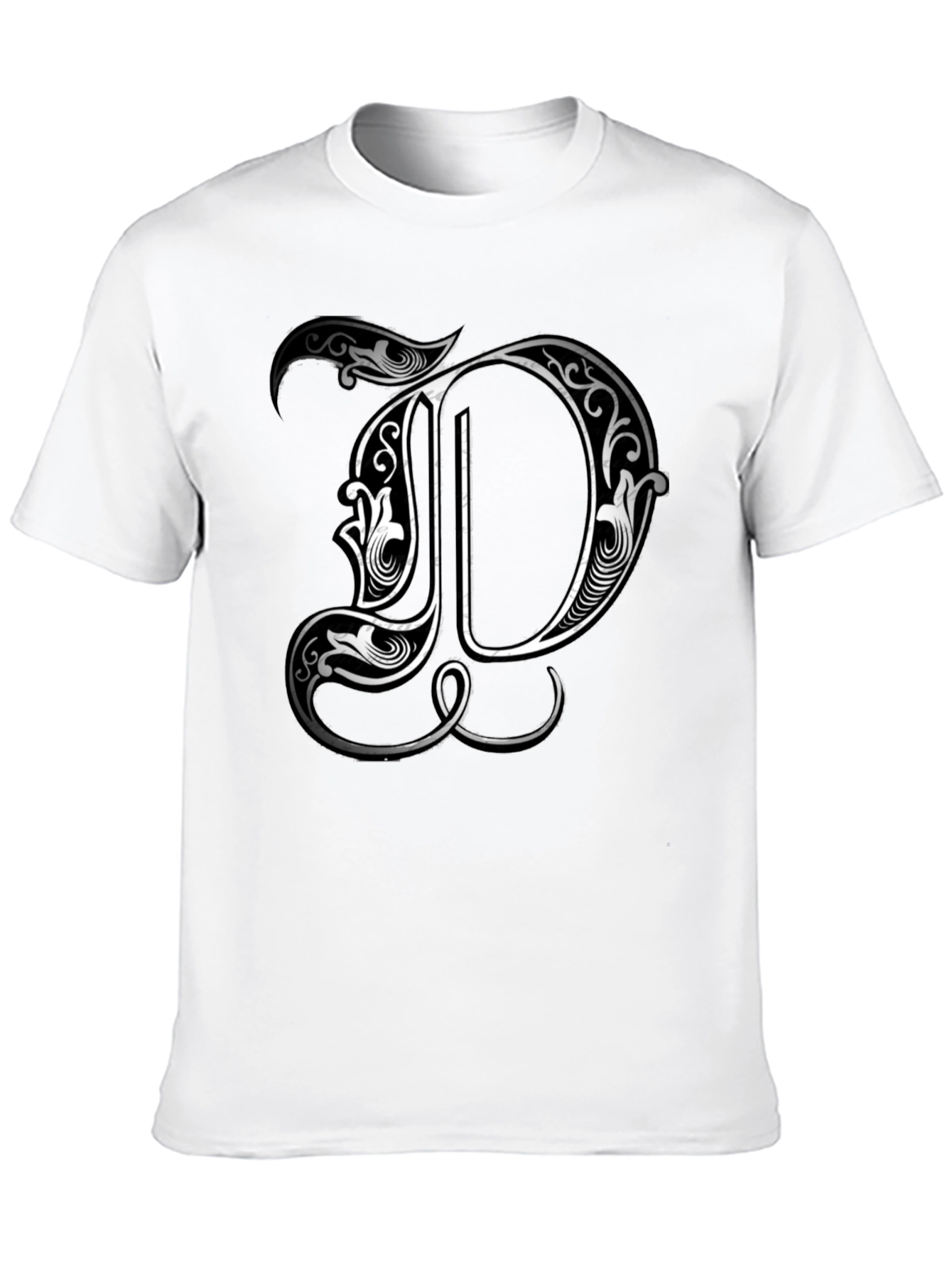 Ornate Letter D Graphic Tee - Stylish Black T-Shirt