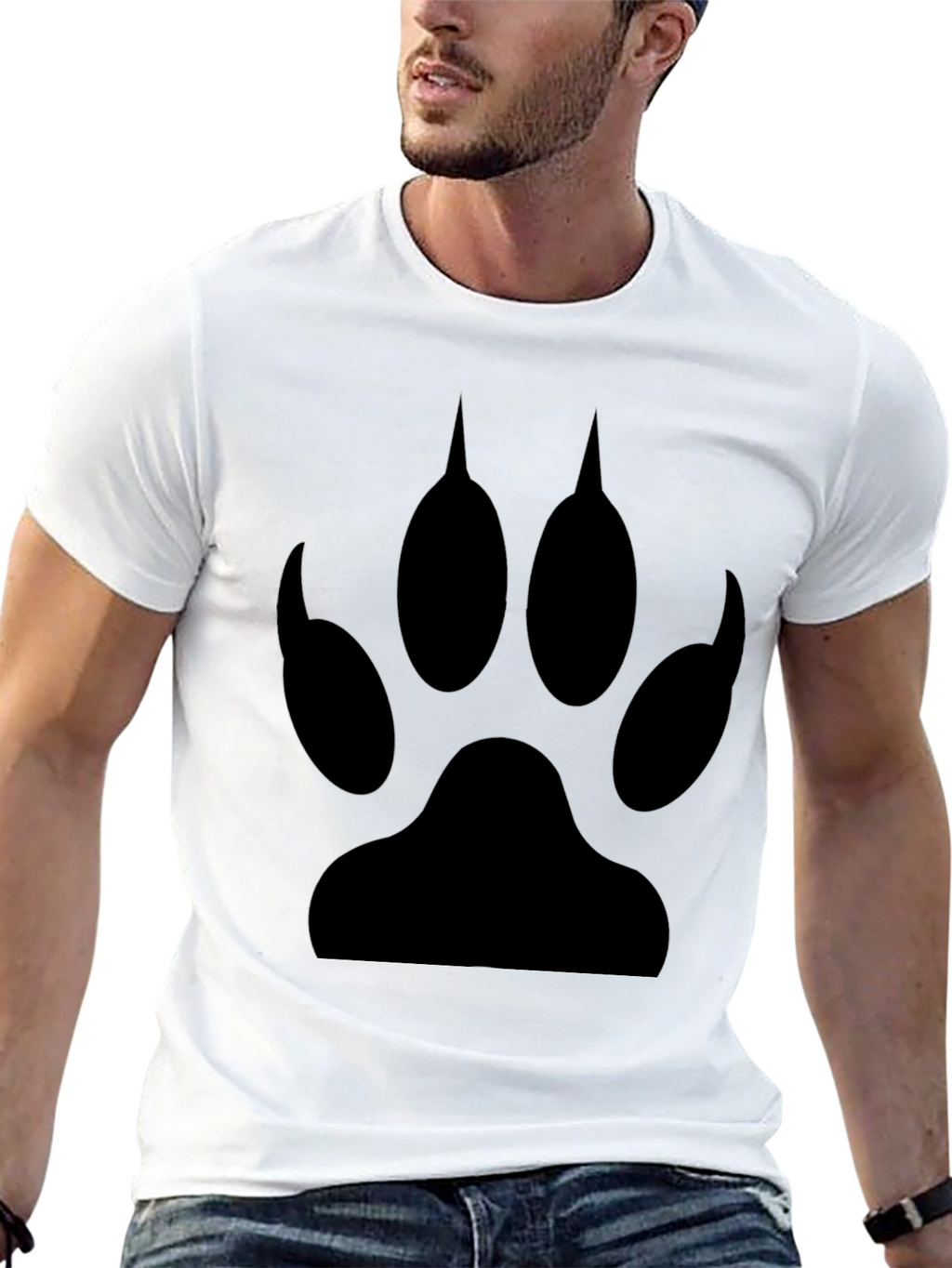 Wolf Paw Print Graphic T-Shirt - Black