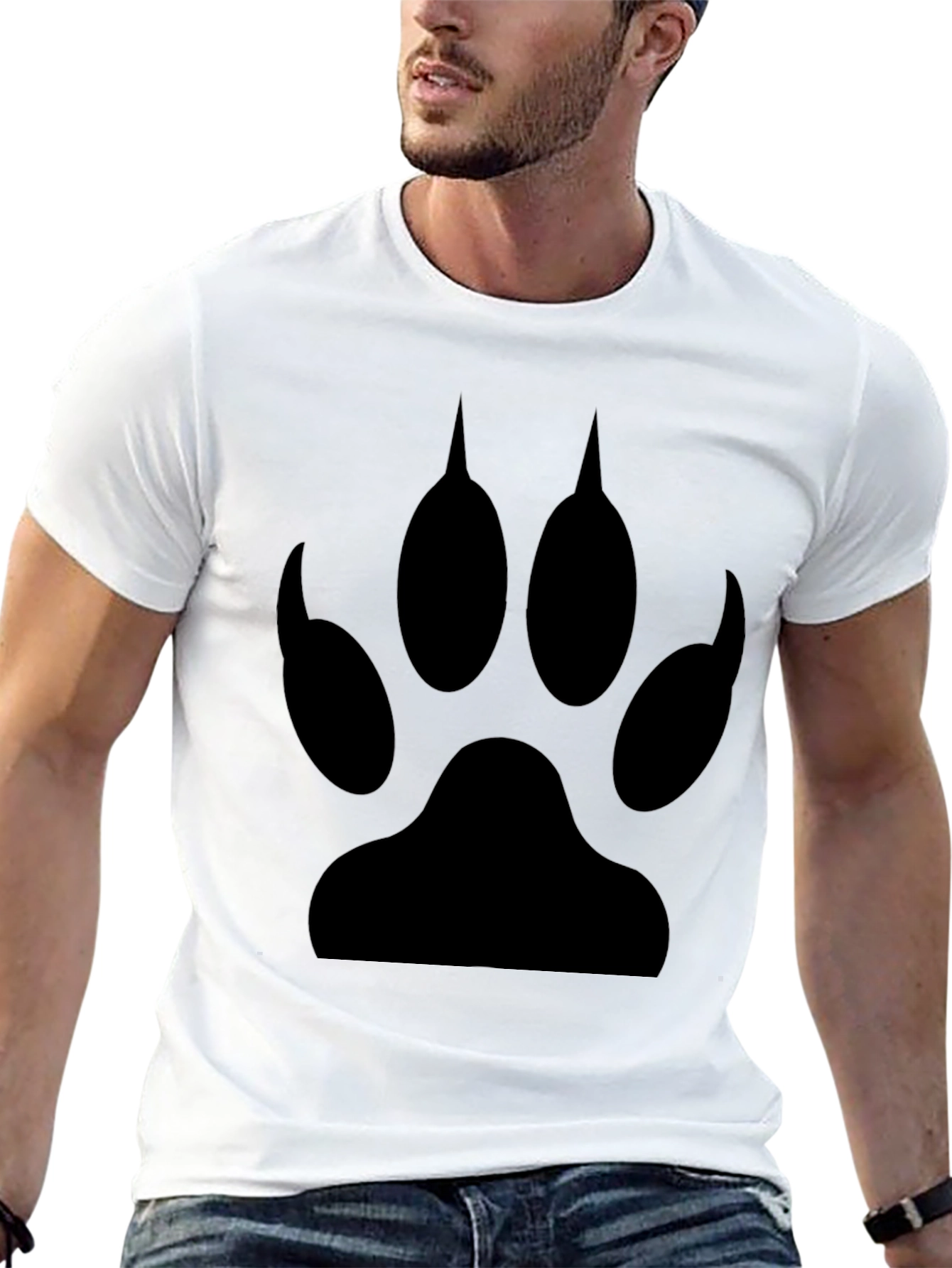 Wolf Paw Print Graphic T-Shirt - Black