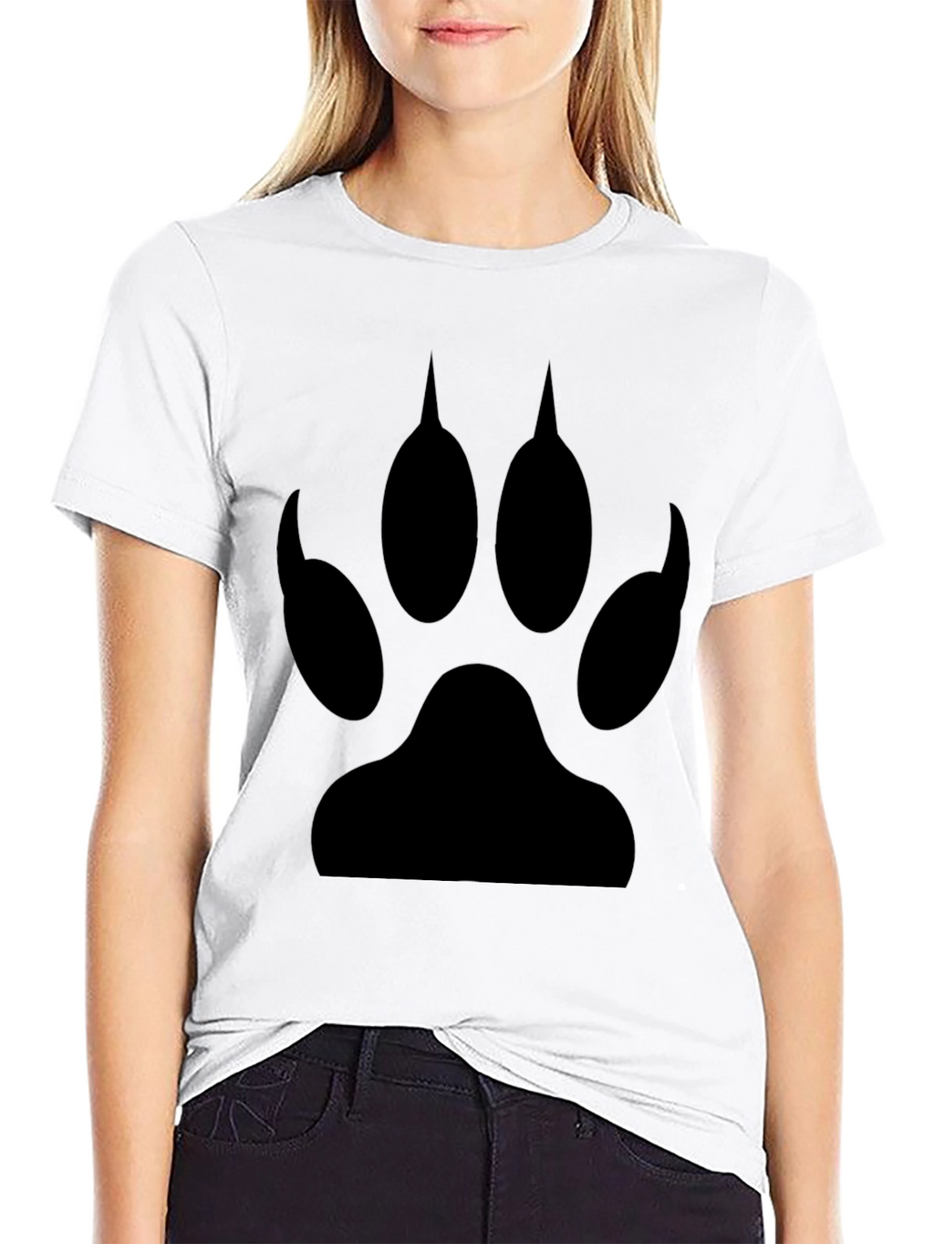 Wolf Paw Print Graphic T-Shirt - Black