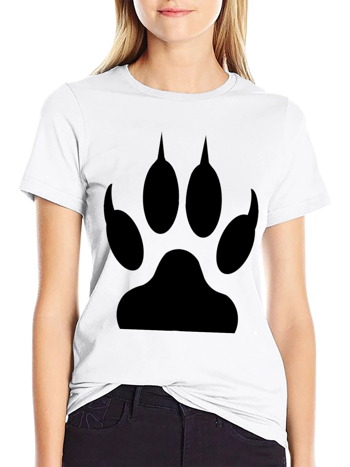 Wolf Paw Print Graphic T-Shirt - Black