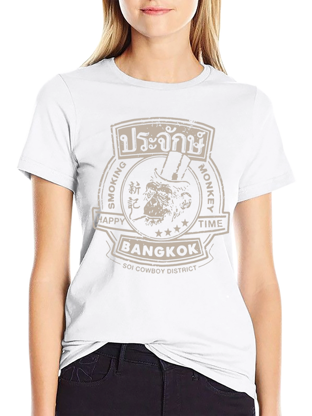 Bangkok Smoking Monkey T-Shirt - Soi Cowboy District