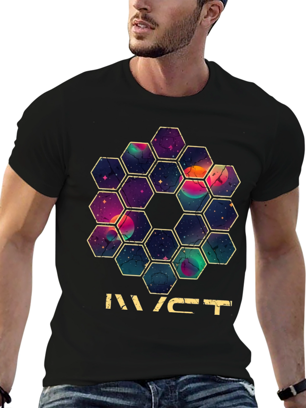 JWST Hexagon Mirror T-Shirt - Space Telescope Design