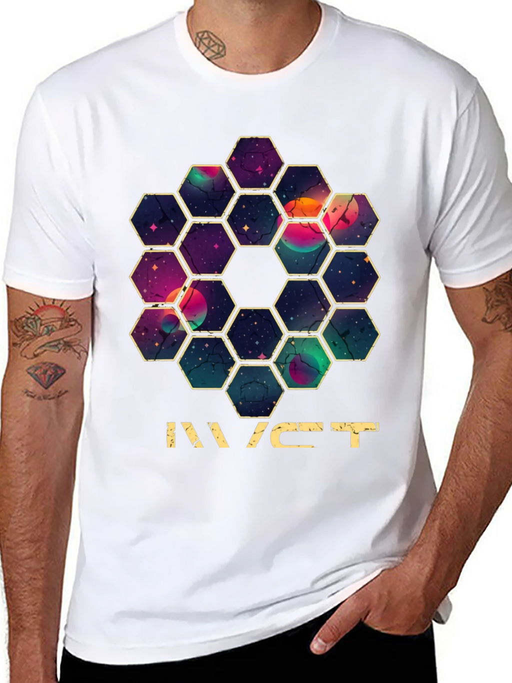 JWST Hexagon Mirror T-Shirt - Space Telescope Design