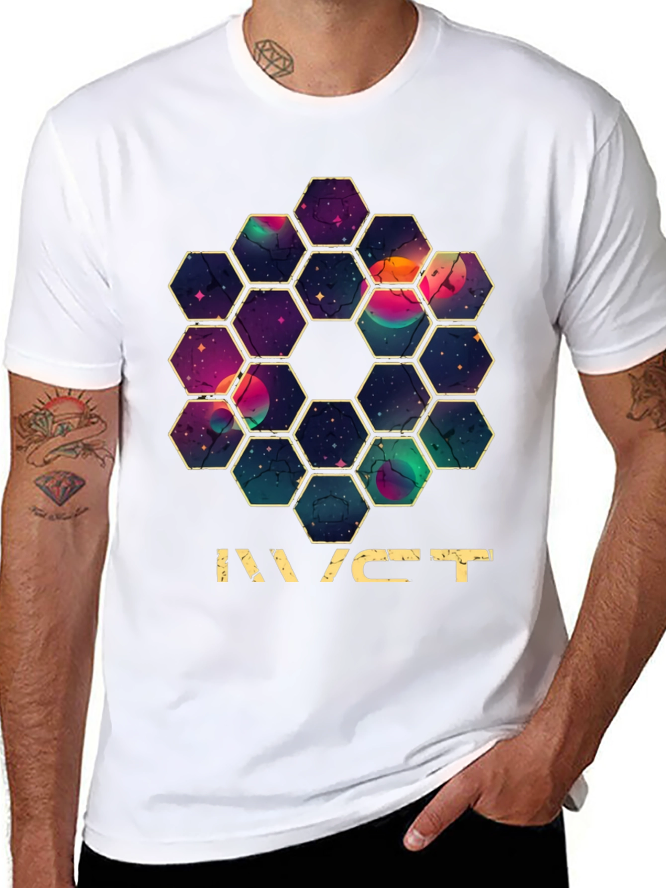 JWST Hexagon Mirror T-Shirt - Space Telescope Design