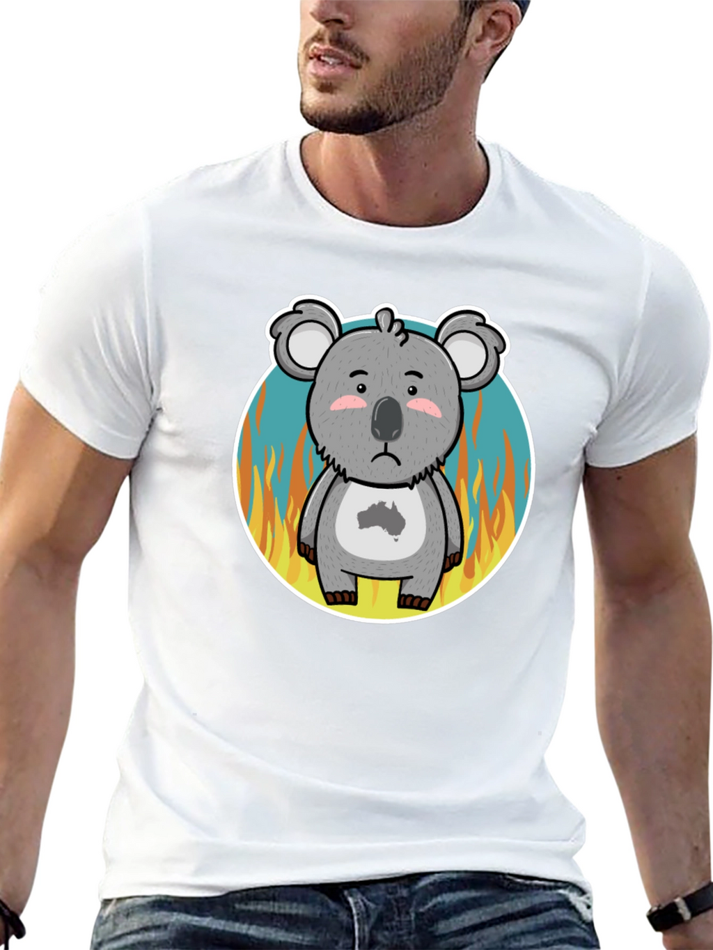Distressed Koala Australia Bushfire Awareness T-Shirt