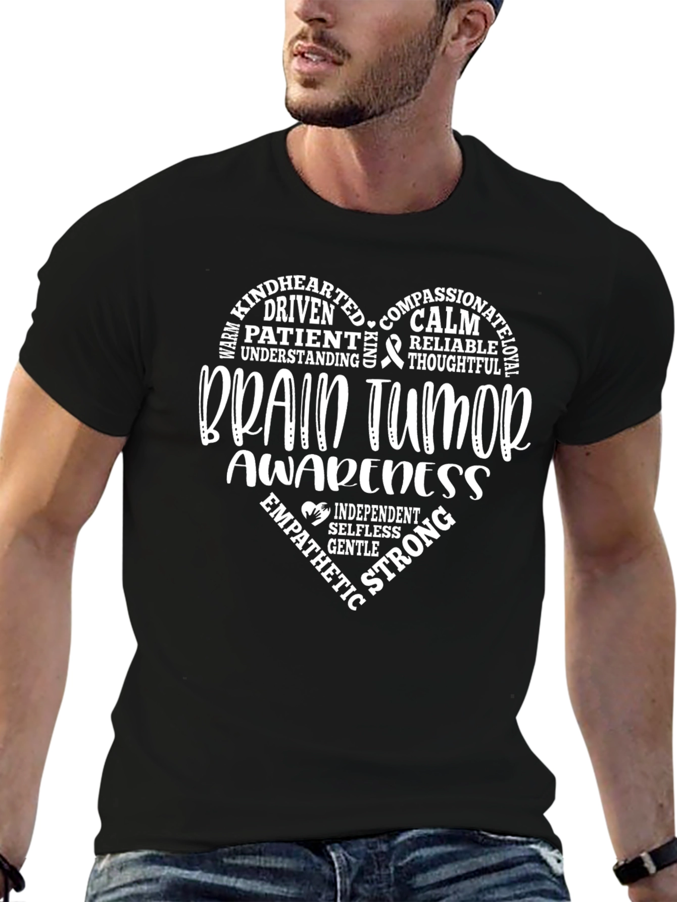 Brain Tumor Awareness T-Shirt - Heart Word Design