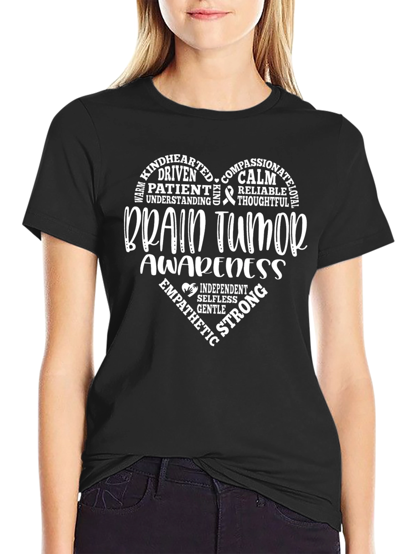 Brain Tumor Awareness T-Shirt - Heart Word Design