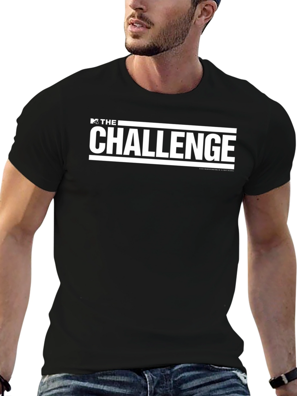 MTVs The Challenge White Logo Black Tee