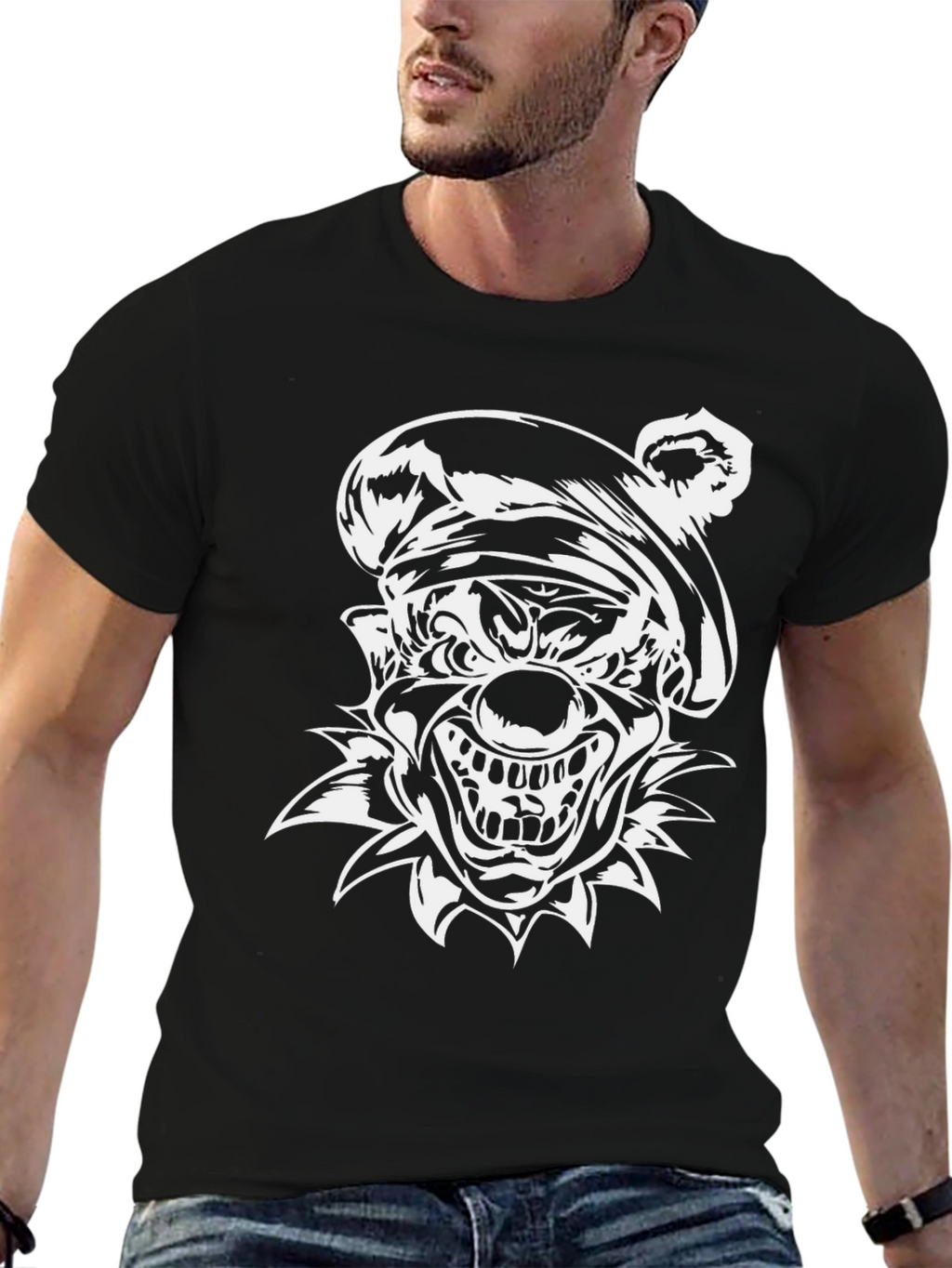 Creepy Clown Graphic Black T-Shirt