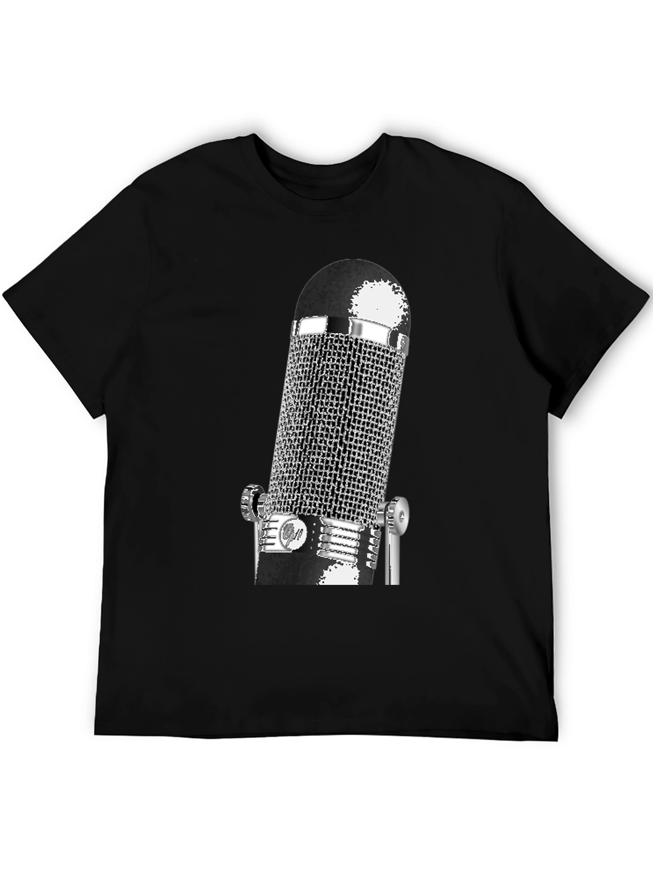 Vintage Microphone Graphic T-Shirt - Black