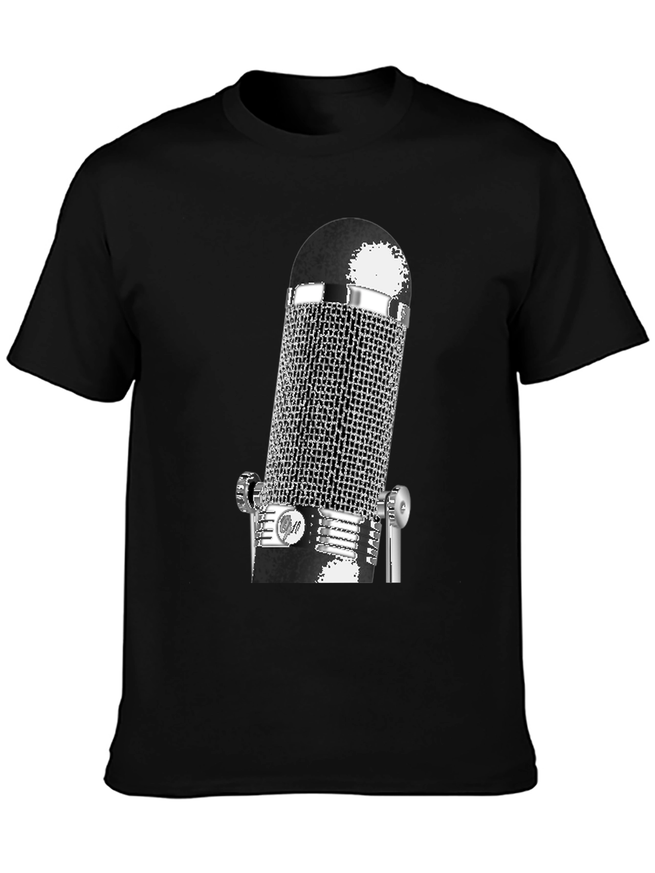 Vintage Microphone Graphic T-Shirt - Black