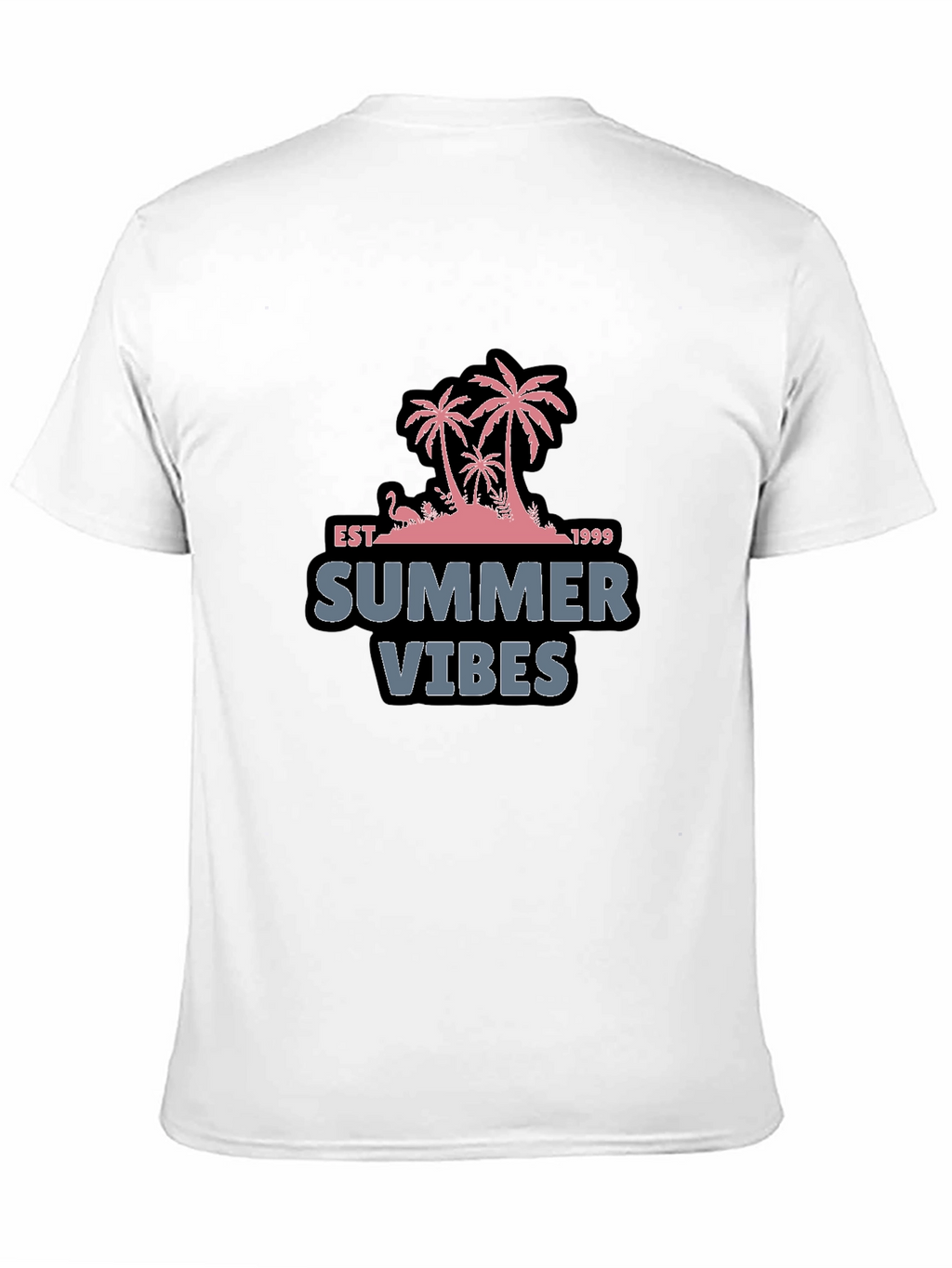 Summer Vibes Black T-Shirt with Palm Tree Design