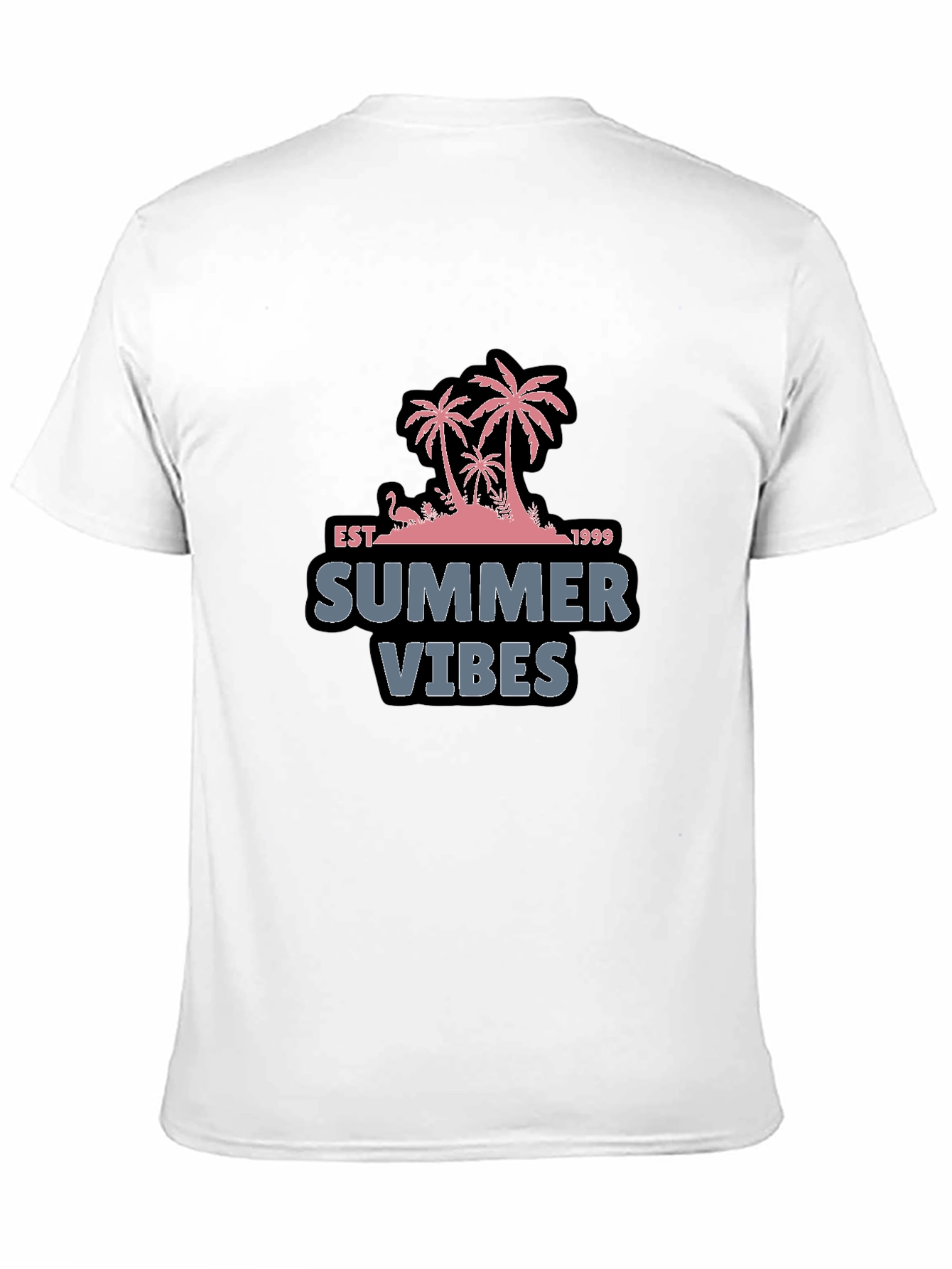 Summer Vibes Black T-Shirt with Palm Tree Design