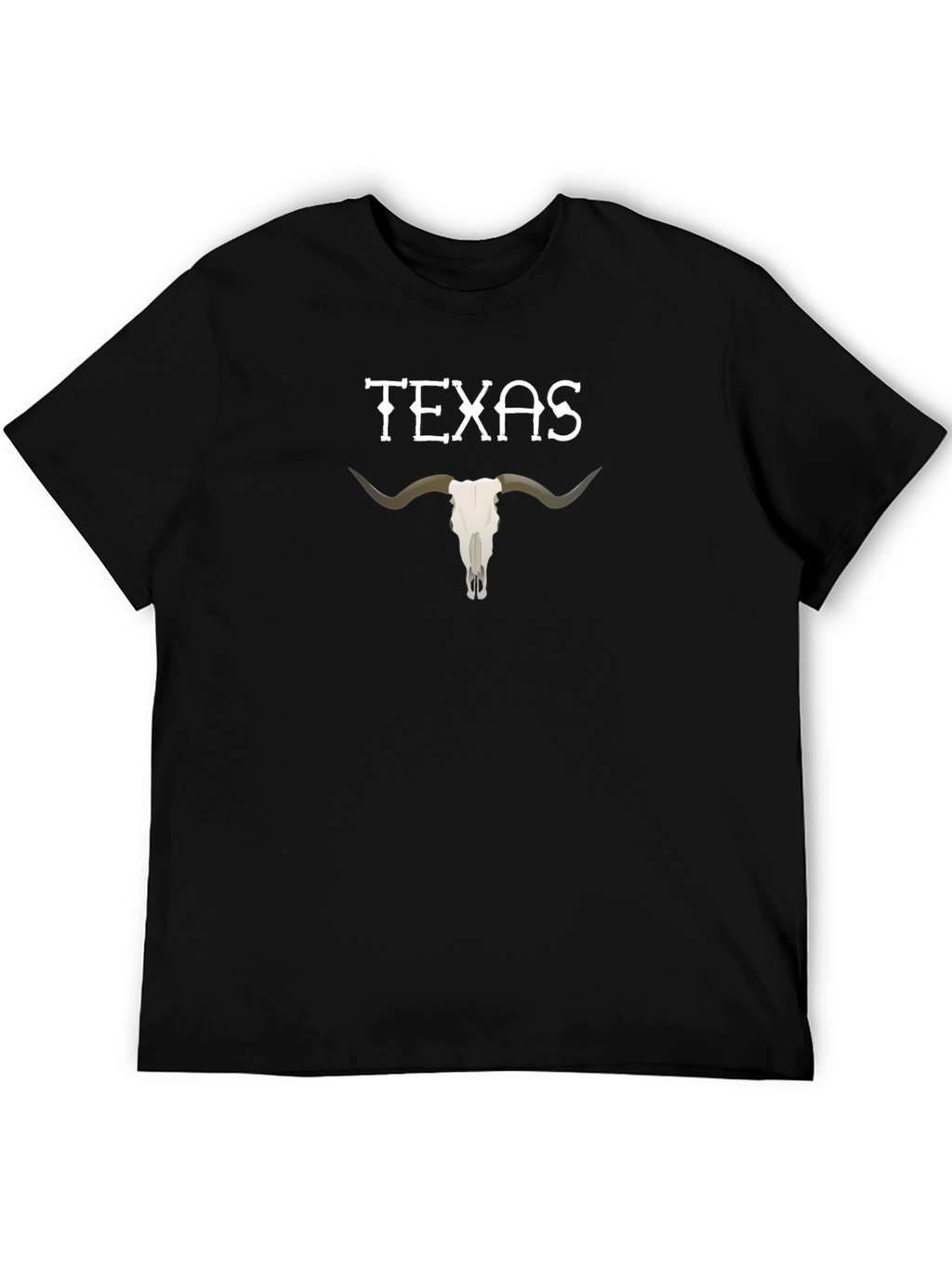Texas Longhorn Skull Graphic Black T-Shirt