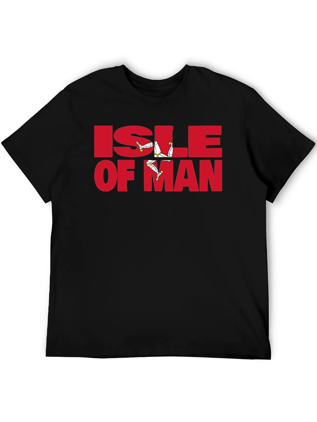 Isle of Man T-Shirt - Black Tee with Red Graphic Print