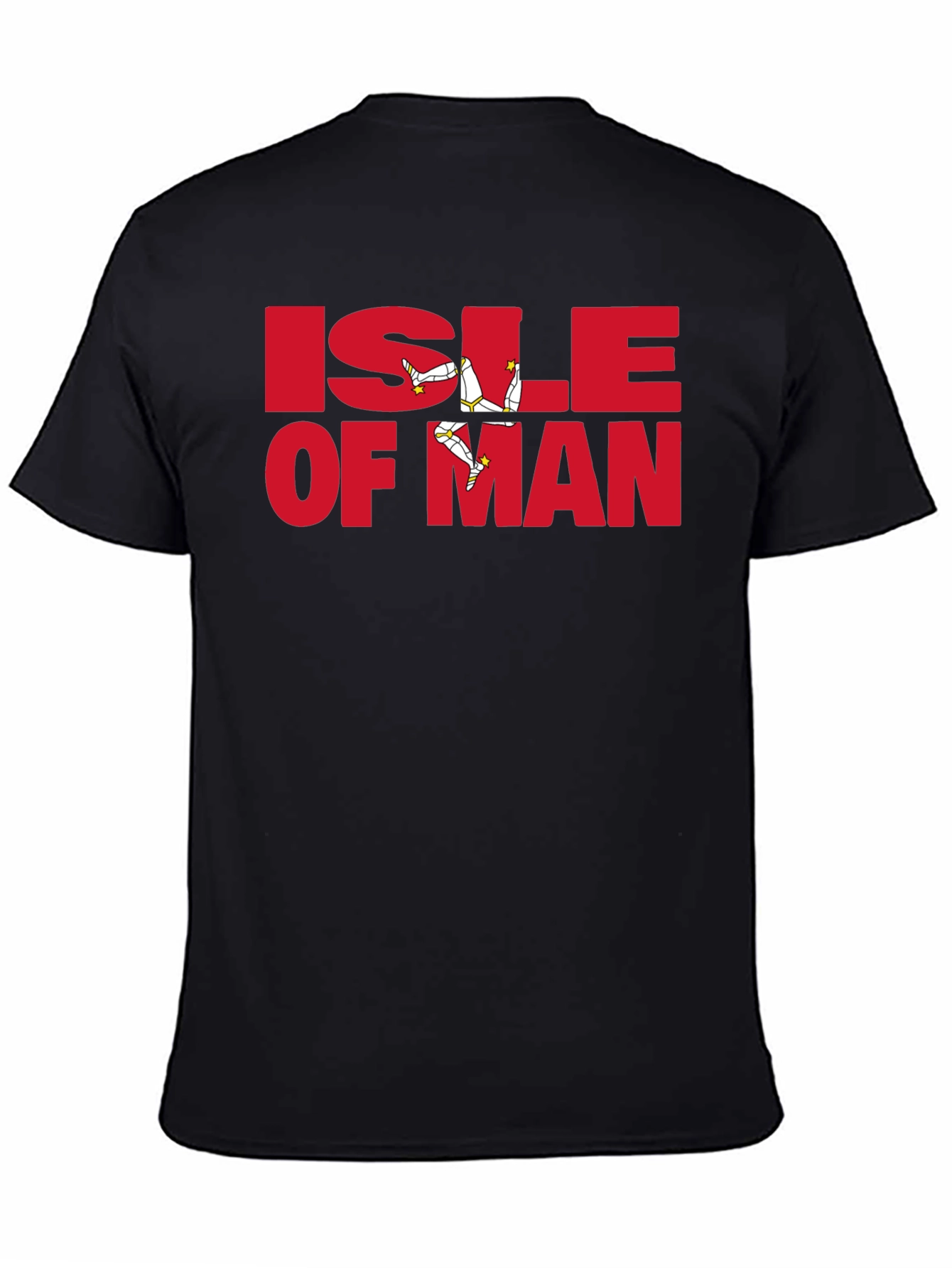 Isle of Man T-Shirt - Black Tee with Red Graphic Print