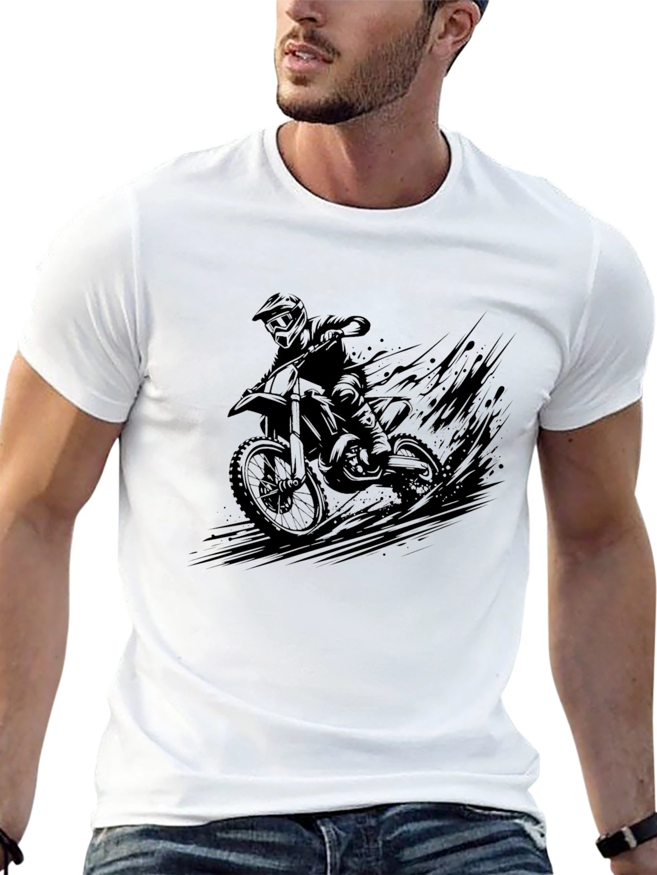Dirt Bike Rider Graphic T-Shirt - Black