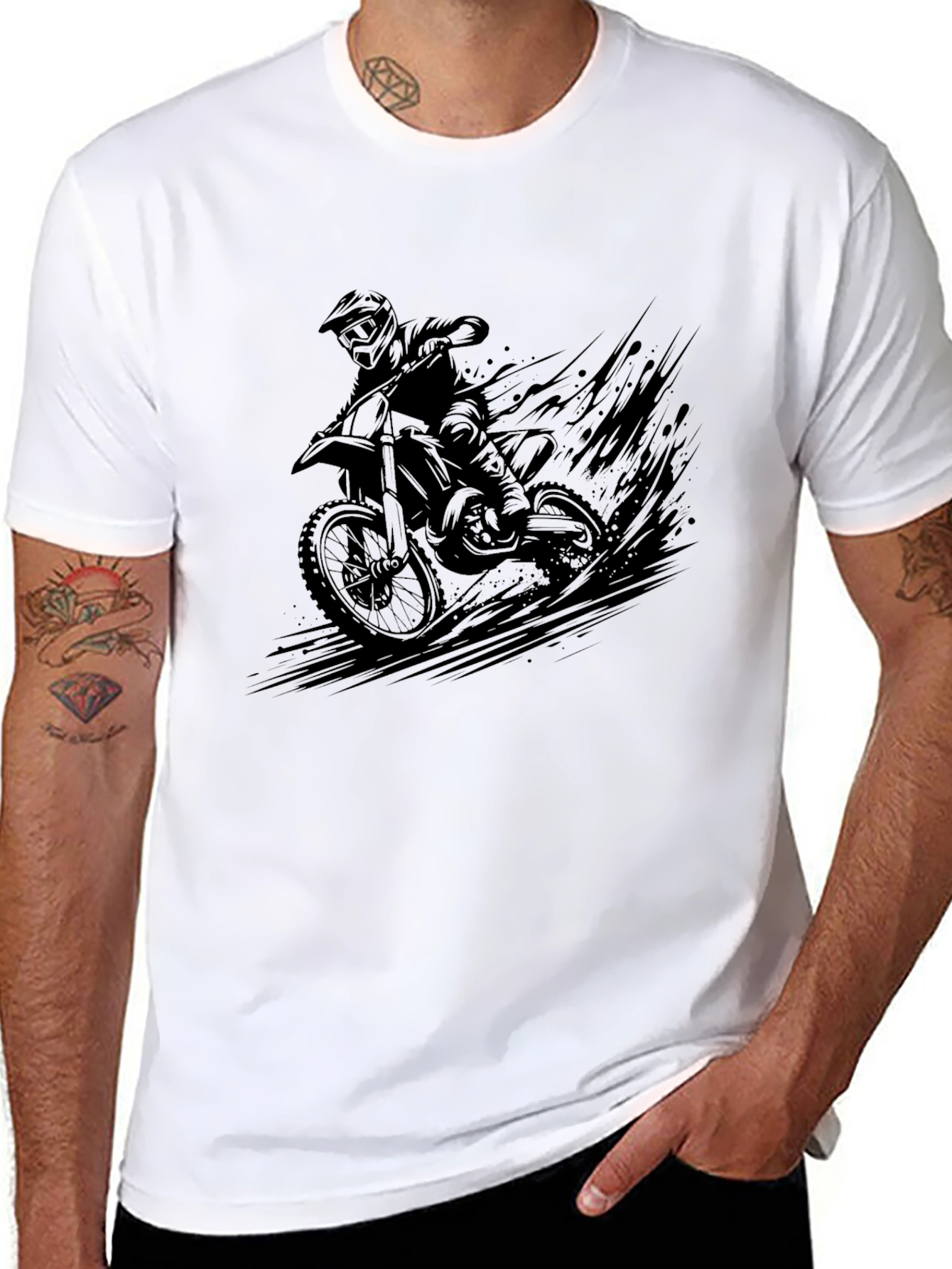 Dirt Bike Rider Graphic T-Shirt - Black