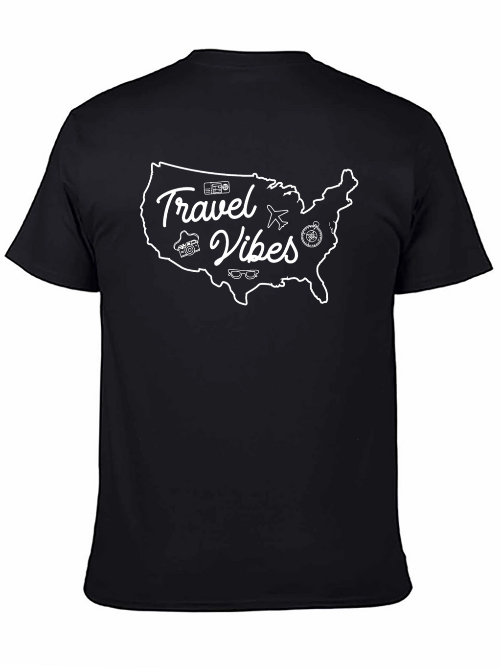 Travel Vibes USA Graphic Tee - Black