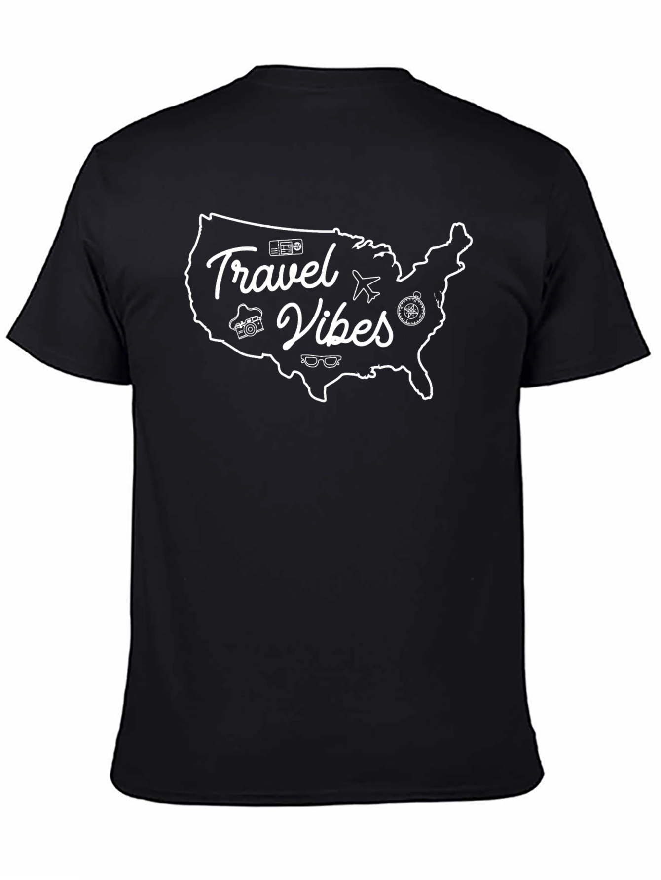 Travel Vibes USA Graphic Tee - Black