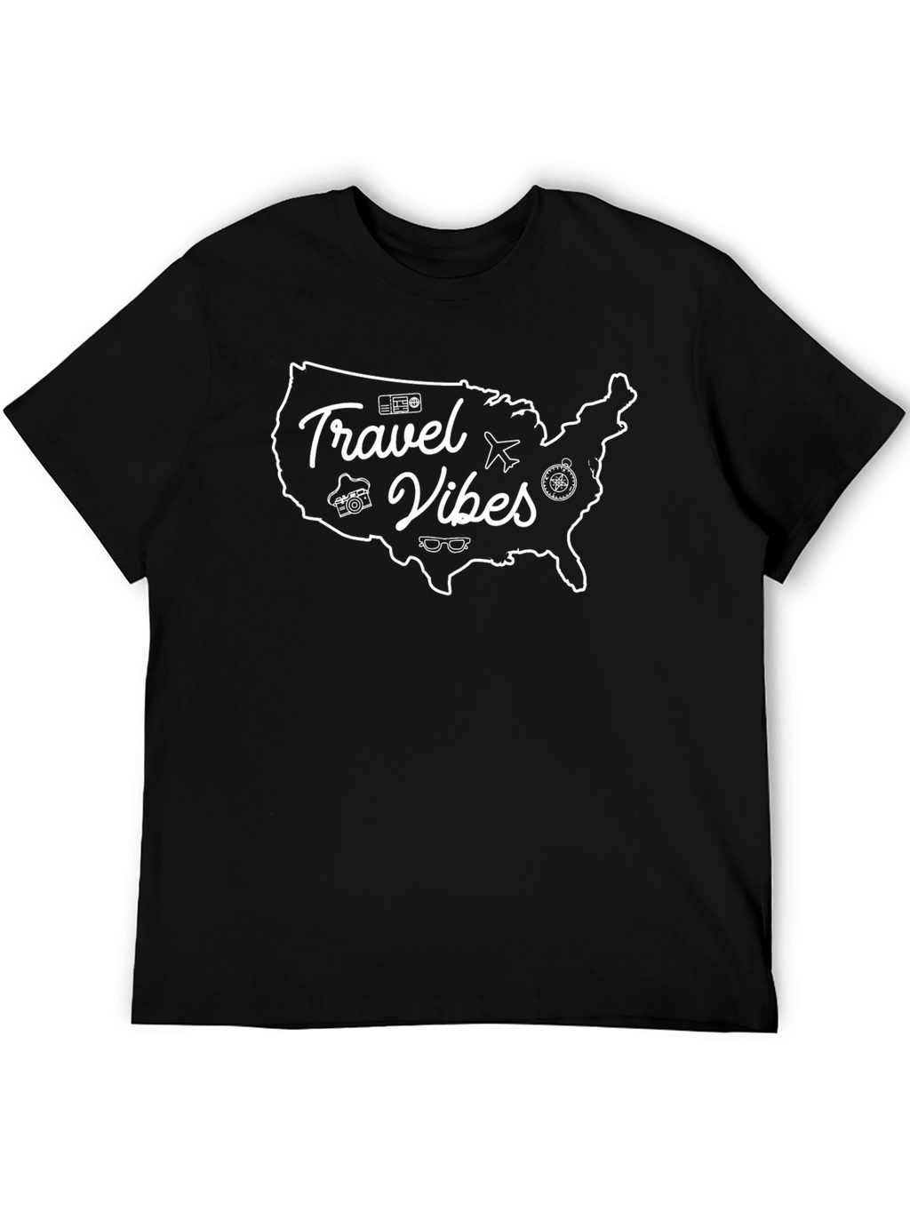 Travel Vibes USA Graphic Tee - Black
