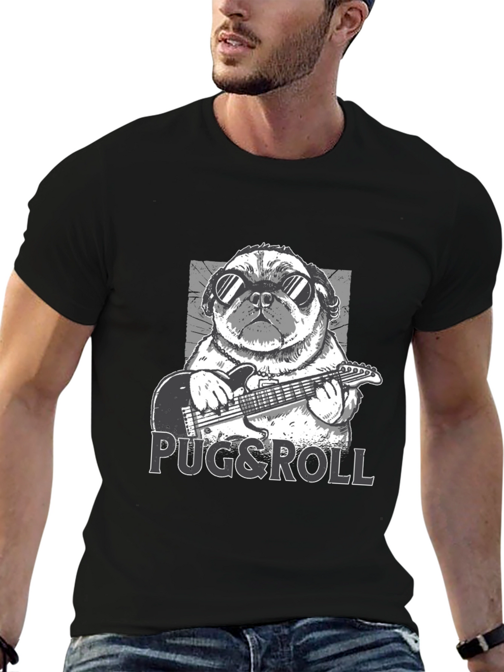 Pug & Roll Graphic T-Shirt