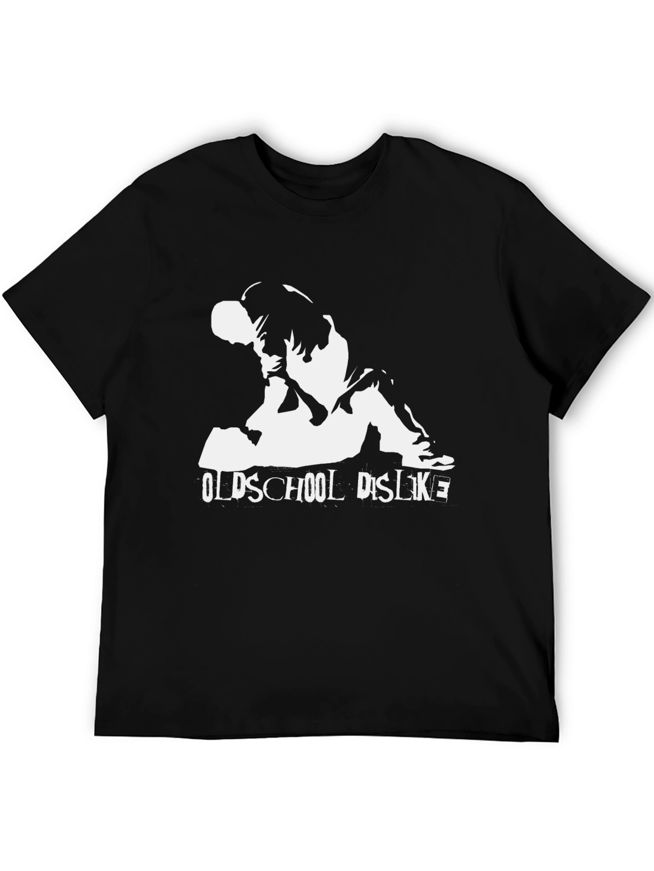 Oldschool Dislike Graphic Tee - Black Cotton Casual