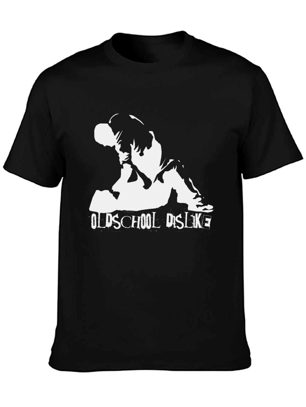 Oldschool Dislike Graphic Tee - Black Cotton Casual