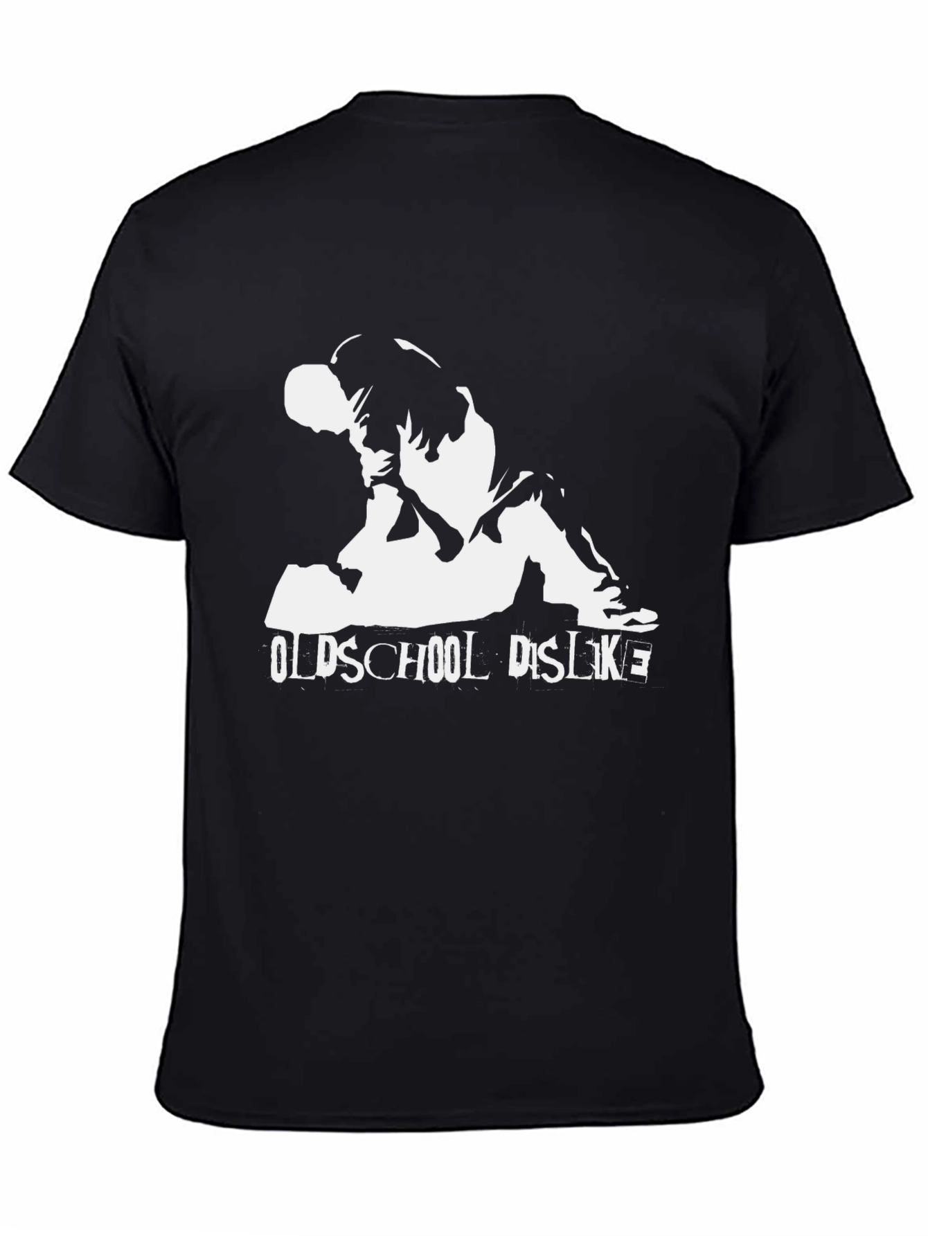 Oldschool Dislike Graphic Tee - Black Cotton Casual